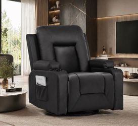 New Recliner Chair, Swivel Rocker Recliners, Massage and Heat Reclining Chair, Reclining Sofa with Side Pockets, Cup Holders for Living Room, Bedroom 