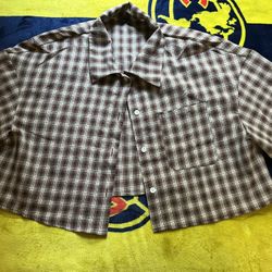 Brown Plaid Crop Top 