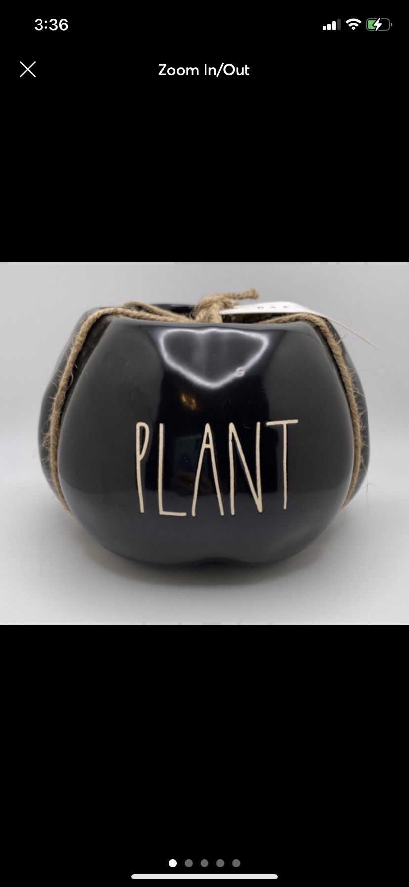 NEW Rae Dunn Black Pumpkin Planter Plant 6”