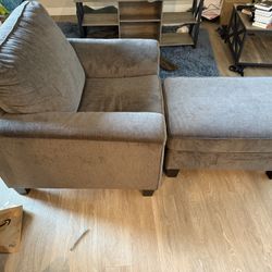 Gray Armchair with Ottoman