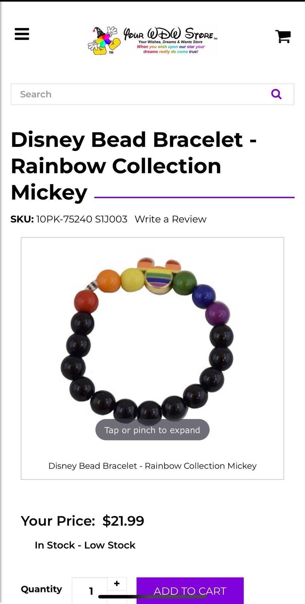 Disney Bead Bracelet - Rainbow Collection Mickey