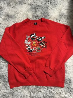 Warner Bros! The Famous Studio Store WARNER BROS CLASSIC Cartoon Big Logo Sweatshirt Red Colour