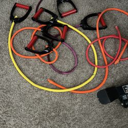 Assortment Of Workout Bands With 6 Handles