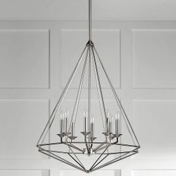 Quorum International Bennett 8-Light Pendant, Satin Nickel Finish, 28.5"Wide, 33"Tall, New