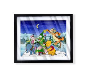 Winnie the Pooh and friends hundred acre woods Christmas Custom Art in frame