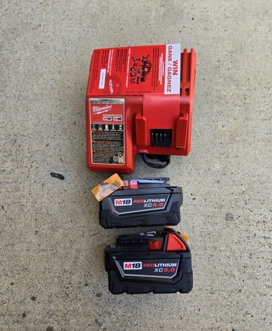 Milwaukee 18v Batteries 5.0 Ah And Charger Brand New