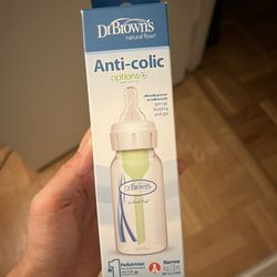 Dr. Brown's Natural Flow Anti-Colic Options+ Narrow Baby Bottle, 4oz, Nipple 0m+