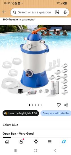 Sand filter 1000 GPH above the ground filter and pump