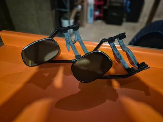 Extended side view mirrors for truck or camper or car, fits easily on existing mirrors for any vehicle.