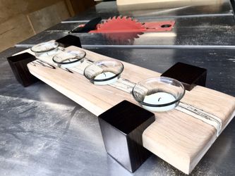 Exotic hardwood candle holder center piece