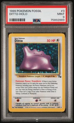 1999 POKEMON FOSSIL #3 DITTO-HOLO PSA 9