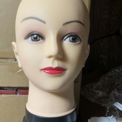 BEAUTY Bald Mannequin Head Beige Female Professional Cosmetology for Wig Making, Display wigs, eyeglasses, hairs with T pins 22"