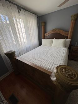 Bed with nightstand and drawer