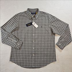 Polo Ralph Lauren Men's long slv Grey Plaid Button-Down Shirt Classic Size XL