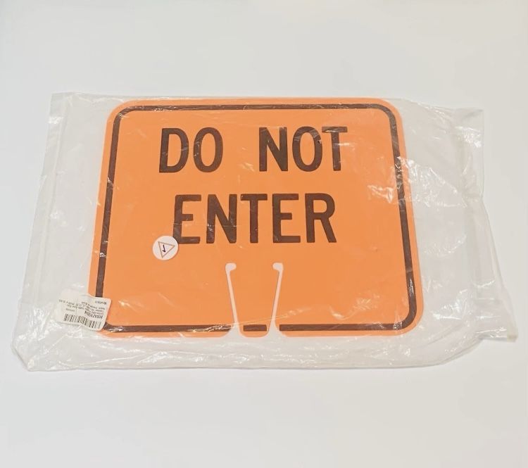 Do Not Enter 10.375” x 12.75” Traffic Cone Sign Cortina 03-550-DNEG ABS Plastic Orange NEW