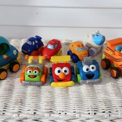 Squeezie Vehicles Set #1- Baby/ Toddler Toy Cars & Trucks, Vintage Tonka & Playskool, Pullback Battat Cars, Sesame Street Race Cars