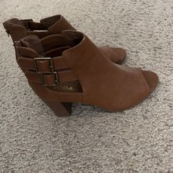 Brown Cutout Ankle Boots Size 9
