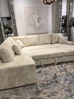Brand New Large, Versatile Soft Jumbo Corduroy Sleeper Sectional Sofa