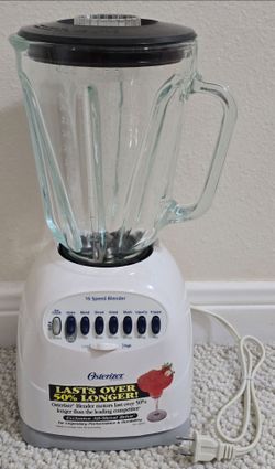 Oster Osterizer 16 Speed Blender 6630 White 5 Cup Glass Jar Pitcher Tested Works