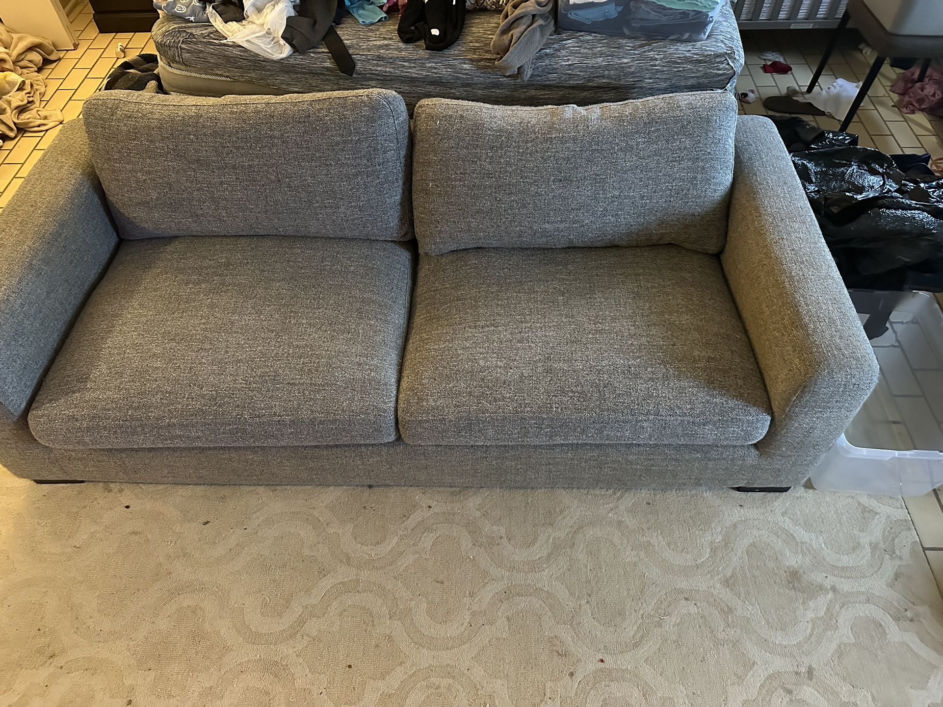 Pottery Barn Grey Couch 