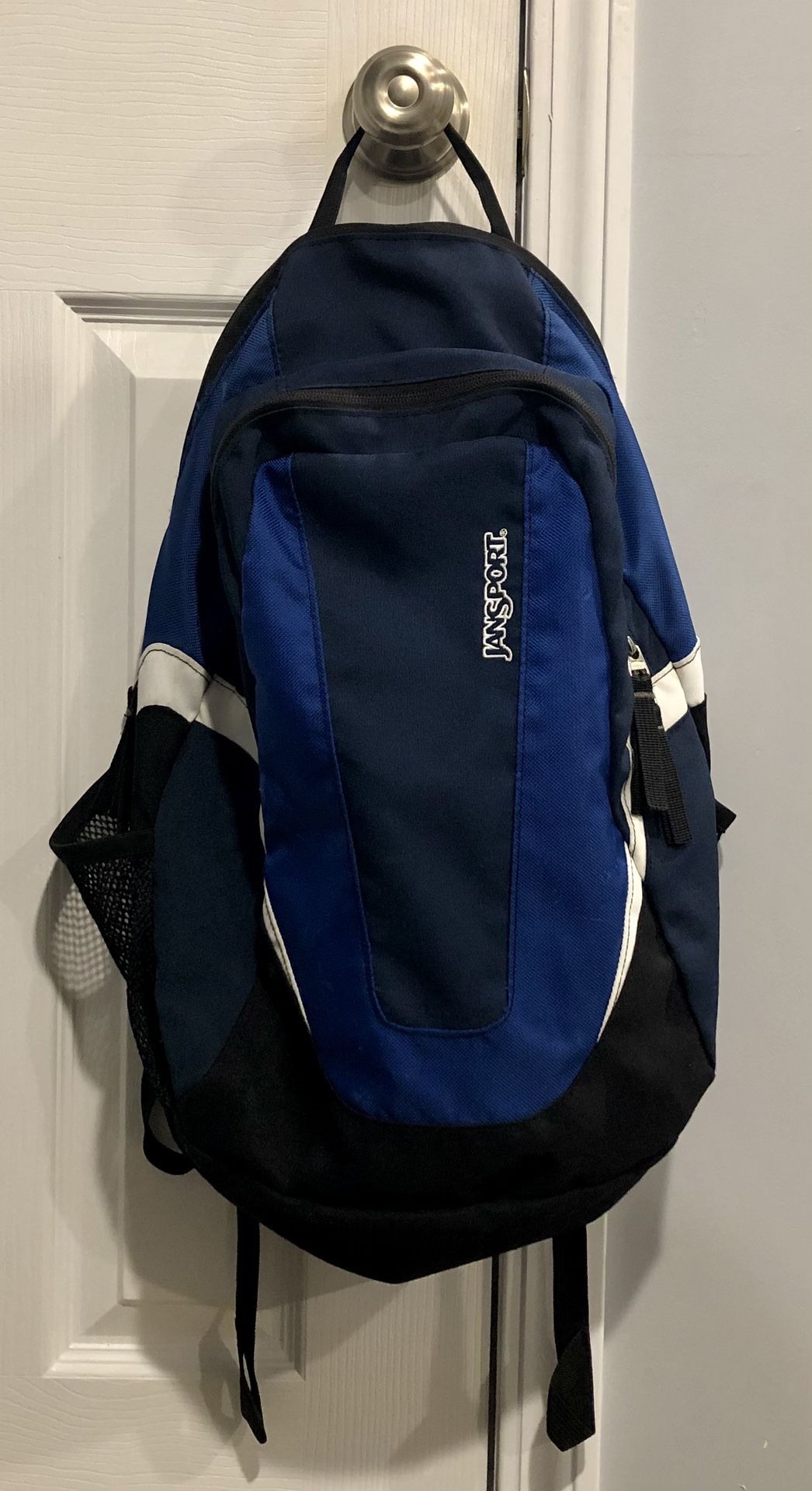 Jansport Lightweight Backpack - Blue / Black / White Design - Day Pack Hiking Bag