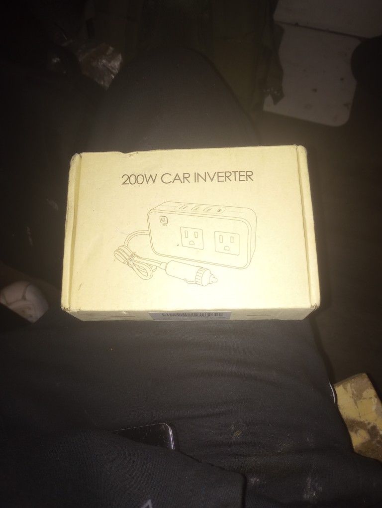 200W Power Inverter, 12V DC To 110V AC Car Plug Adapter Outlet Converter with 3 USB-A And 1 Type-C Charging Ports for Laptop Computer Smartphones Othe