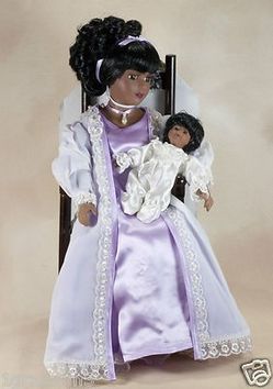 Avon 2001 Mother's Day Special Memories "Bianca" Collectible Porcelain Doll with Baby & Chair