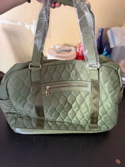 Bella Russo 18” Quilted Weekender Duffle Bag – Sage Green