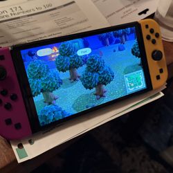 Nintendo switch oled with animal crossing