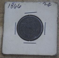 1866 TWO CENT 2-CENT PIECE 2c COIN Fine Civil War Era. f(contact info removed).