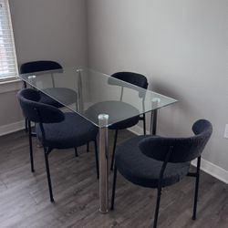 glass table with chrome legs