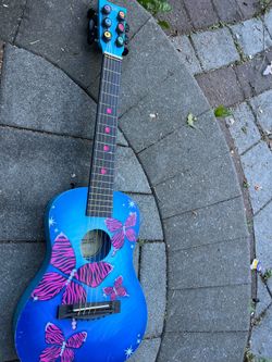 Blue butterfly guitar
