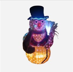 VINTAGE 2003 Grandeur Noel 35” Fiber Optic Snowman Color Changing ☃️✨