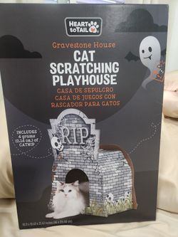 Halloween Cat scratching playhouse Gravestone House