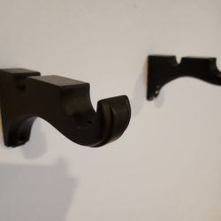 2 Black Double Curtain rod Brackets