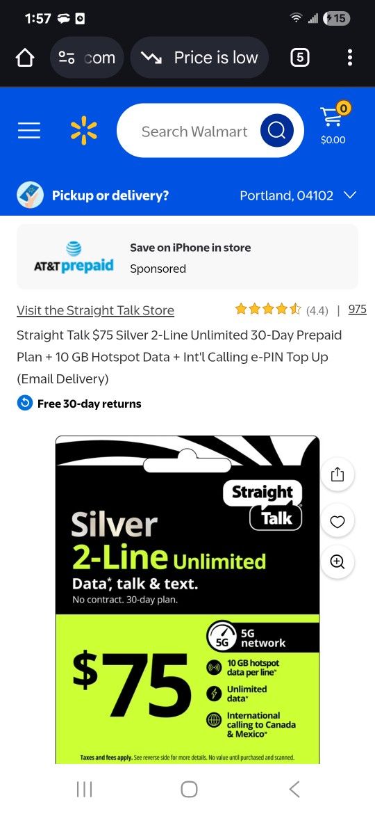 Two 30 Day Straight Talk Unltd. Phone Cards