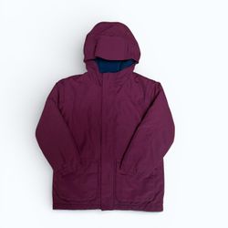 Lands' End Unisex Kids Maroon Blue Squall Jacket, Size 6X-7, MSRP $109