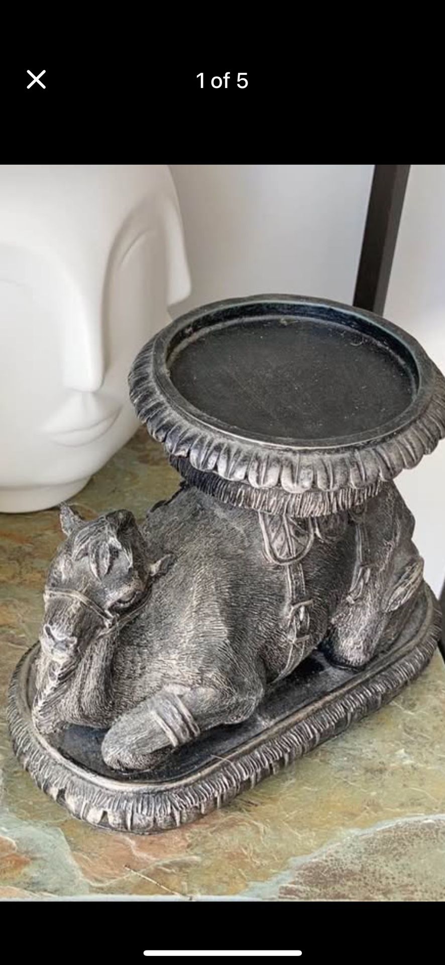 Gray & Black Camel Statue. Can Also Be Candle Holder Or Business Card Holder. 