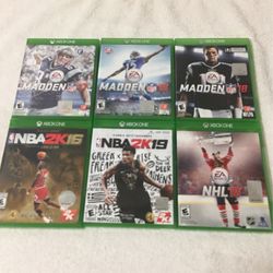 6..Xbox One, “NFL 16 /17/18/ NBA2K16/ NBA2K19 And NHL 16.