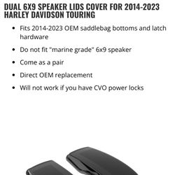 Advanblack DUAL 6X9 SPEAKER LIDS COVER FOR 2014-2023 HARLEY DAVIDSON TOURING