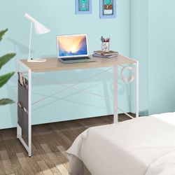 Foldable Desk for Small Spaces, Foldable Computer Desk with Storage Bag, Small Writing Table for Home Office(brown)