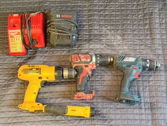 Power Tool Bundle – Milwaukee, DeWalt & Bosch – 4 Tools + 2 Chargers