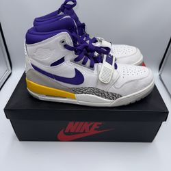 Jordan Legacy 312 Lakers White Purple Yellow Size 9.5