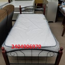 New In Stock Twin Size Metal Platform Bed Frame Including Double-sided Twin Size Mattress Package Special