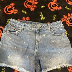 Girl Jean Shorts With Flowers 