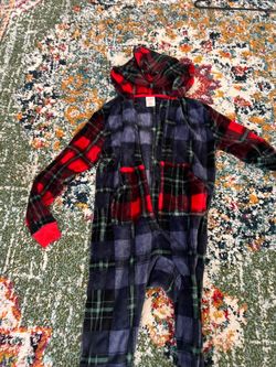 Plaid Fleece Hooded One-Piece Pajamas