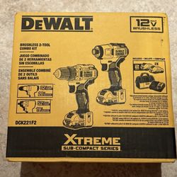 DEWALT DCK221F2  XTREME 2-Tool 12V MAX XR Brushless DrilI/Impact Driver 2-Battery and charger