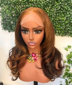 Brown Highlight Lace closure Body Wave Wig