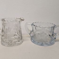 Cut Glass Sugar Bowl & Creamer Set