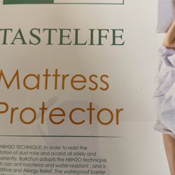 TASTELIFE Queen Size 100% Waterproof Mattress Protector Cotton Terry Top  Cover, Fitted 8-21 Deep Pocket Pad Cover Vinyl Free Washable, Breathable  